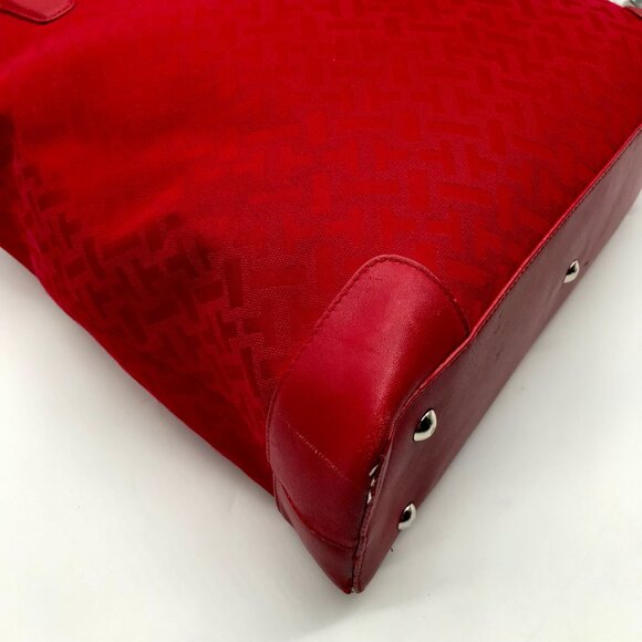 Talbots Red Monogram Canvas Tote Bag - Picture 7 of 10